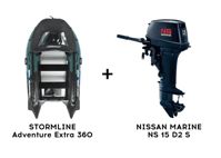 купить Лодка ПВХ STORMLINE Adventure Extra 360 + 2х-тактный лодочный мотор NISSAN MARINE NS 15 D2 S в Москве - фото 