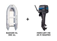 купить Лодка ПВХ BADGER SL 390 AL + 2х-тактный лодочный мотор MERCURY ME 25 M SEAPRO в Москве - фото 