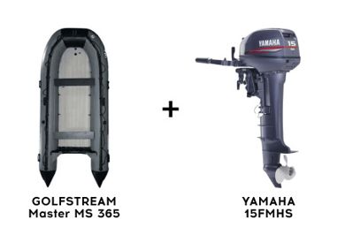 Лодка ПВХ GOLFSTREAM Master MS 365 + 2х-тактный лодочный мотор YAMAHA 15FMHS в Москве