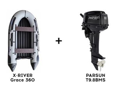 Лодка ПВХ X-RIVER Grace 360 + 2х-тактный лодочный мотор PARSUN T9.8BMS в Москве