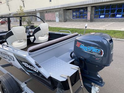 купить Комплект Алюминиевая лодка (катер) Mikatsu (Микатсу) 470 (Z43) Premium + мотор Sharmax SMF60FEL-T EFI в Москве - фото 