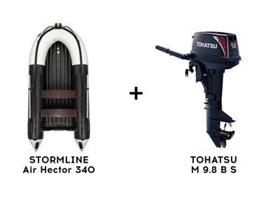 купить Лодка ПВХ STORMLINE Air Hector 340 + 2х-тактный лодочный мотор TOHATSU M 9.8 B S в Москве - фото 