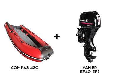 Лодка ПВХ COMPAS 420 + 4х-тактный лодочный мотор YAMER EF40 EFI в Москве