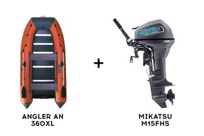Лодка ПВХ ANGLER AN 360XL + 2х-тактный лодочный мотор MIKATSU M15FHS в Москве