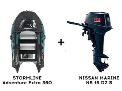 Лодка ПВХ STORMLINE Adventure Extra 360 + 2х-тактный лодочный мотор NISSAN MARINE NS 15 D2 S в Москве