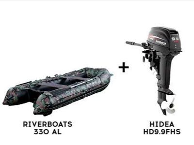 Лодка ПВХ RIVERBOATS 330 AL + 2х-тактный лодочный мотор HIDEA HD9.9FHS Pro в Москве