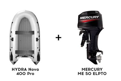 Лодка ПВХ HYDRA Nova 400 Pro + 2х-тактный лодочный мотор MERCURY ME 50 ELPTO в Москве