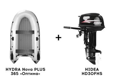 Лодка ПВХ HYDRA Nova PLUS 365 «Оптима» + 2х-тактный лодочный мотор HIDEA HD30FHS в Москве