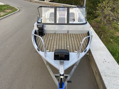 купить Комплект Алюминиевая лодка (катер) Mikatsu (Микатсу) 470 (Z43) Premium + мотор Sharmax SMF60FEL-T EFI в Москве - фото 