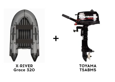 купить Лодка ПВХ X-RIVER Grace 320 + 2х-тактный лодочный мотор TOYAMA T5ABMS в Москве - фото 