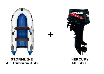 купить Лодка ПВХ STORMLINE Air Trimaran 430 + 2х-тактный лодочный мотор MERCURY ME 30 E в Москве - фото 