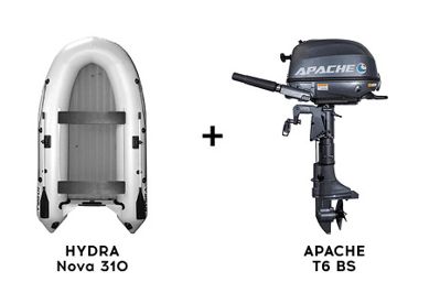 Лодка ПВХ HYDRA Nova 310 «Оптима 1200» + 2х-тактный лодочный мотор APACHE T6 BS в Москве