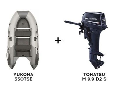 Лодка ПВХ YUKONA 330TSE Фанера + 2х-тактный лодочный мотор TOHATSU M 9.9 D2 S в Москве