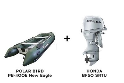 Лодка ПВХ POLAR BIRD PB-400E New Eagle (Орлан) + 4х-тактный лодочный мотор HONDA BF50 SRTU в Москве